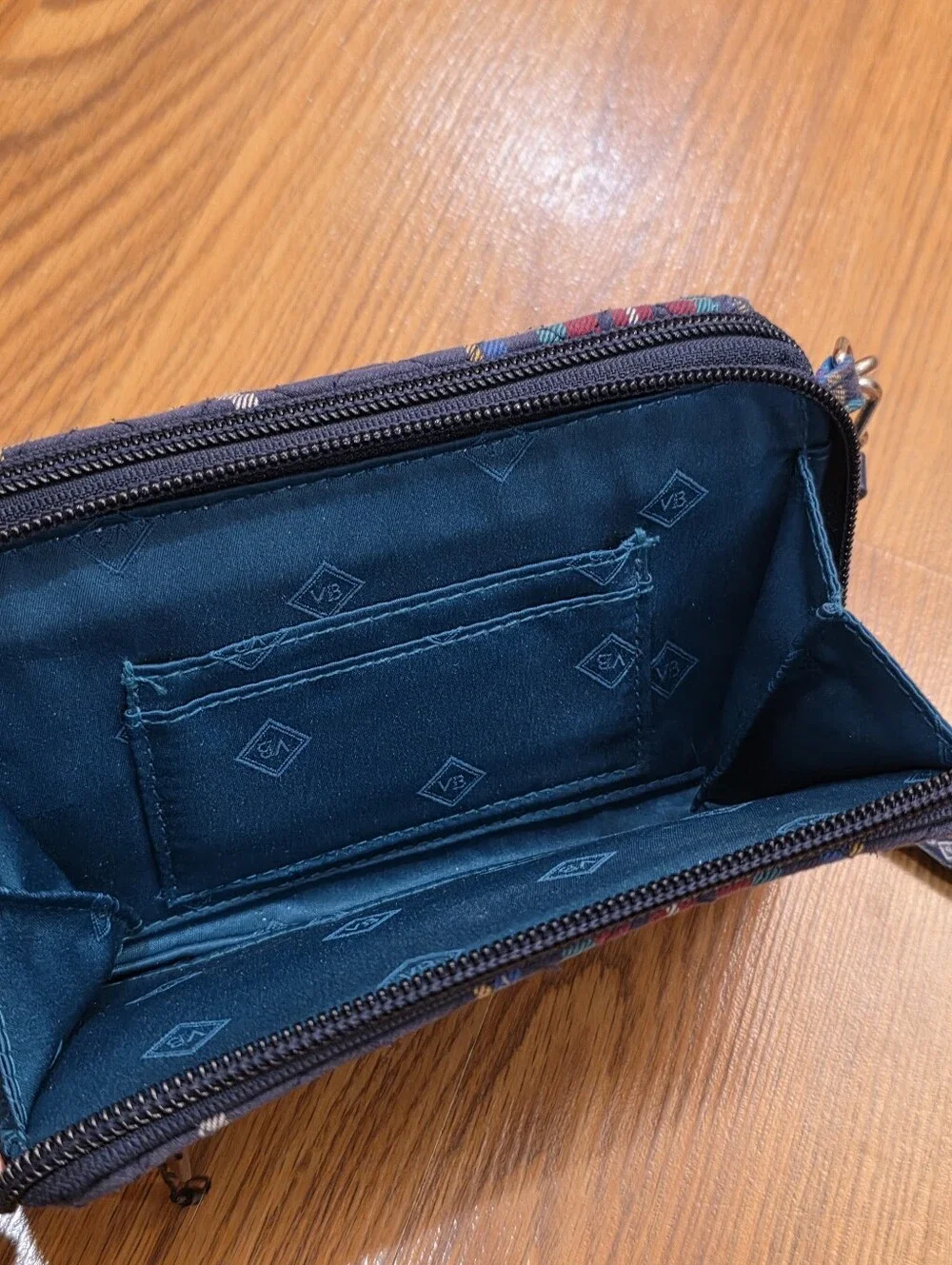 Vera Bradley Tartan Plaid RFID Navy All-In-One Crossbody Handbag Purse Travel
